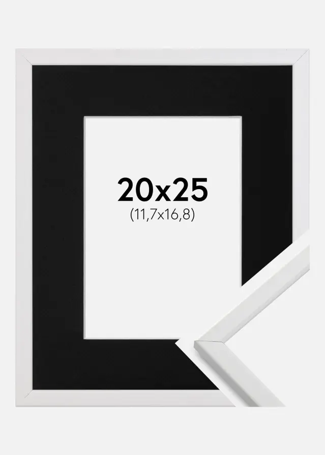Ramme Galant Hvid 20x25 cm - Passepartout Sort 5x7 inches