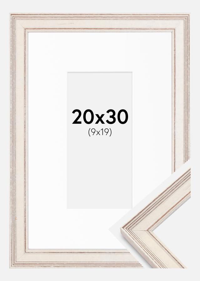 Ramme Shabby Chic Hvid 20X30 cm - Passepartout Hvid 10x20 cm