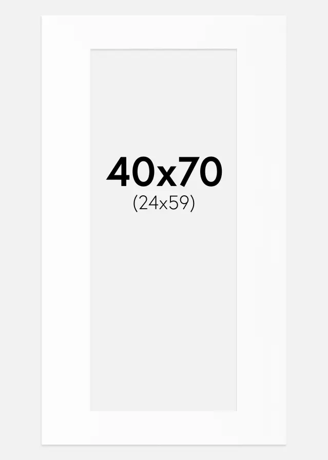 Passepartout Hvid Standard (Hvid kerne) 40x70 cm (24x59)