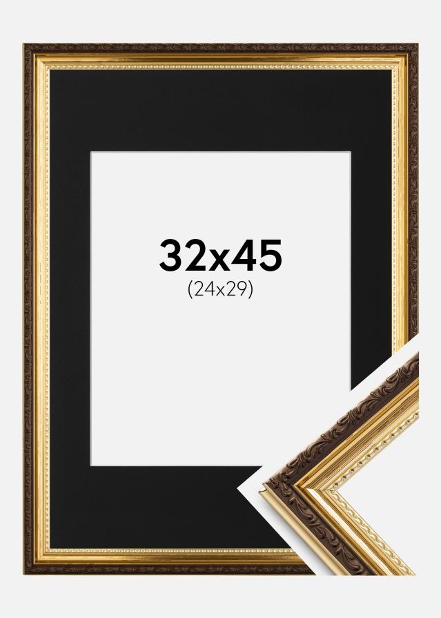 Ramme Abisko Guld 32x45 cm - Passepartout Sort 25x30 cm