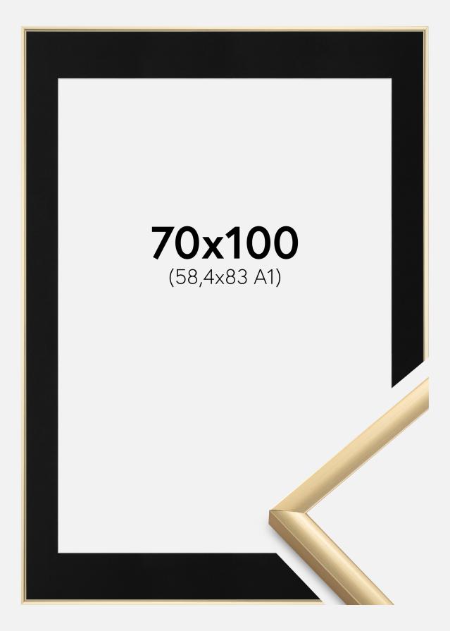Ramme New Lifestyle Guld 70x100 cm - Passepartout Sort 59,4x84 cm (A1)