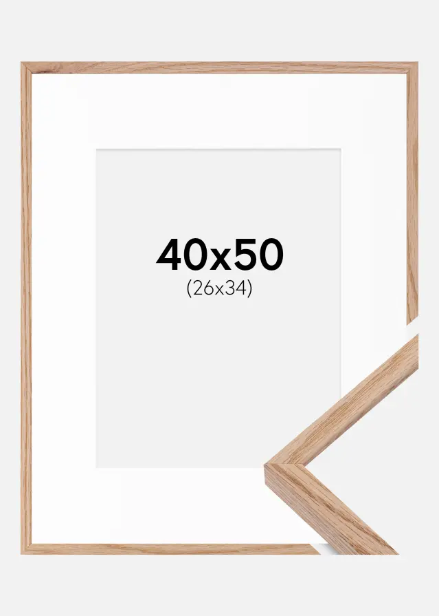 Ramme E-Line Eg 40x50 cm - Passepartout Hvid 27x35 cm