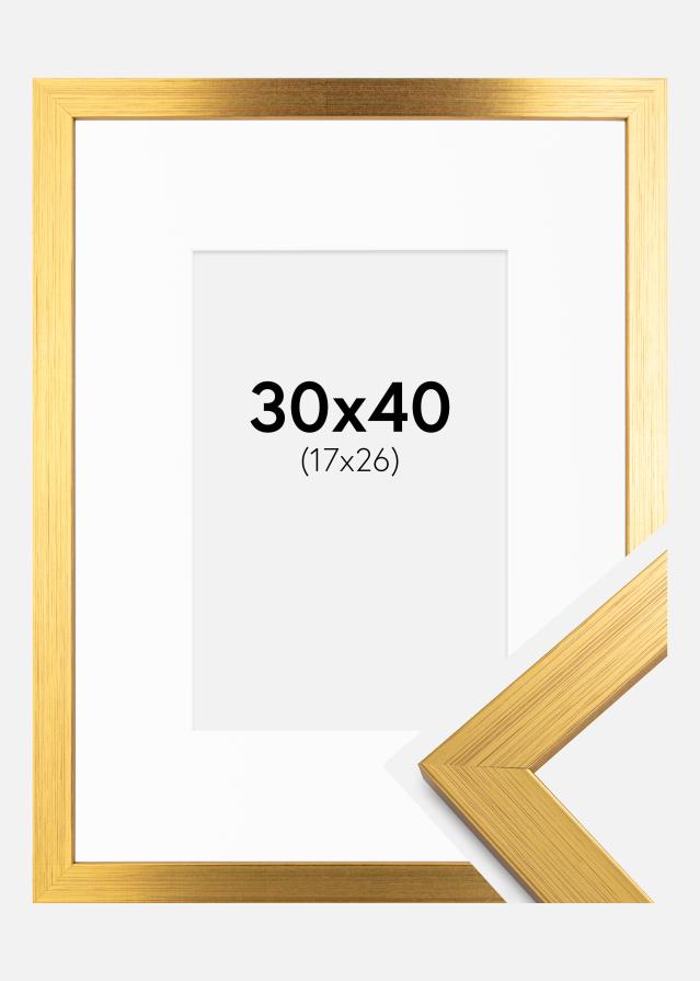 Ramme Gold Wood 30x40 cm - Passepartout Hvid 18x27 cm