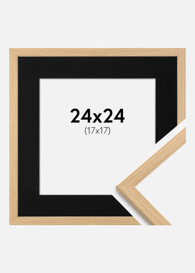 Ramme Galant Eg 24x24 cm - Passepartout Sort 18x18 cm