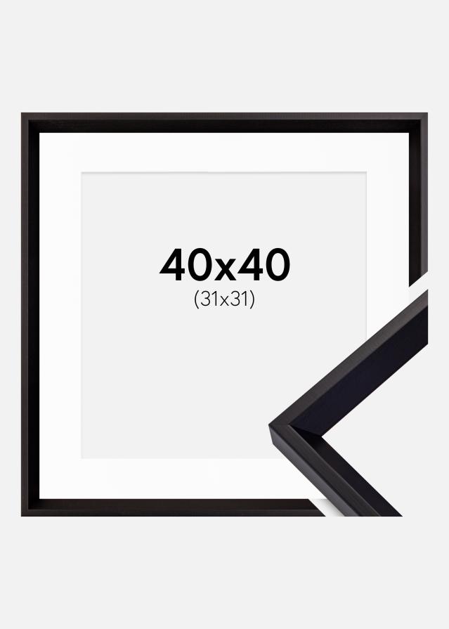 Ramme Globe Sort 40x40 cm - Passepartout Hvid 32x32 cm