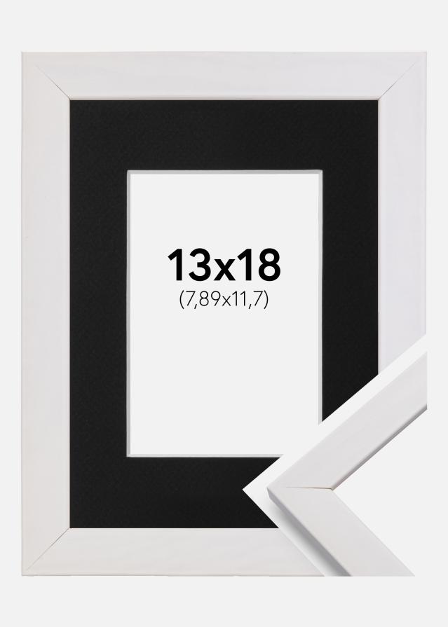 Ramme Stilren Hvid 13x18 cm - Passepartout Sort 3,5x5 inches