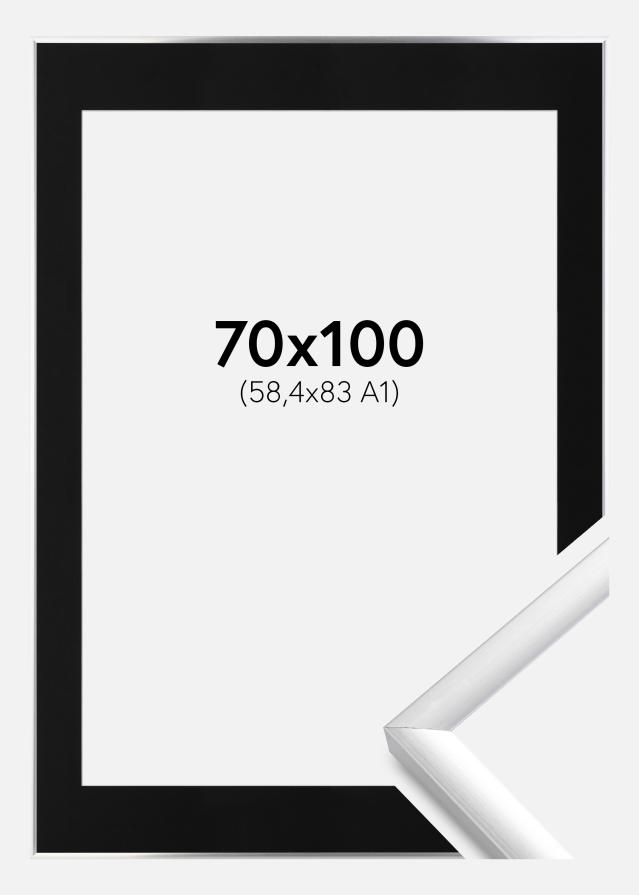 Ramme New Lifestyle Sølv 70x100 cm - Passepartout Sort 59,4x84 cm (A1)