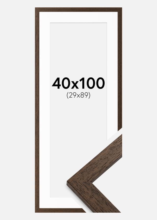 Ramme Brown Wood 40x100 cm - Passepartout Hvid 30x90 cm