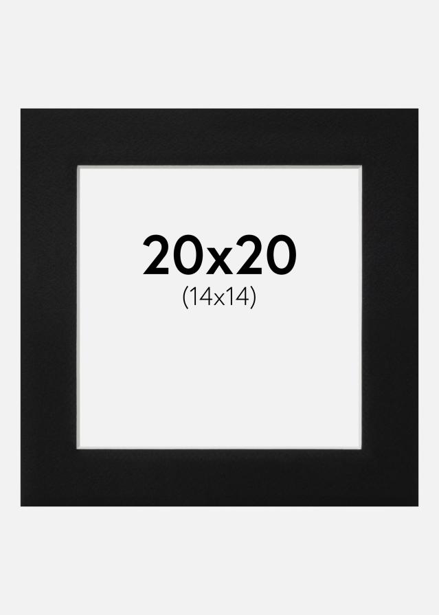 Passepartout Sort Standard (Hvid kerne) 20x20 cm (14x14)