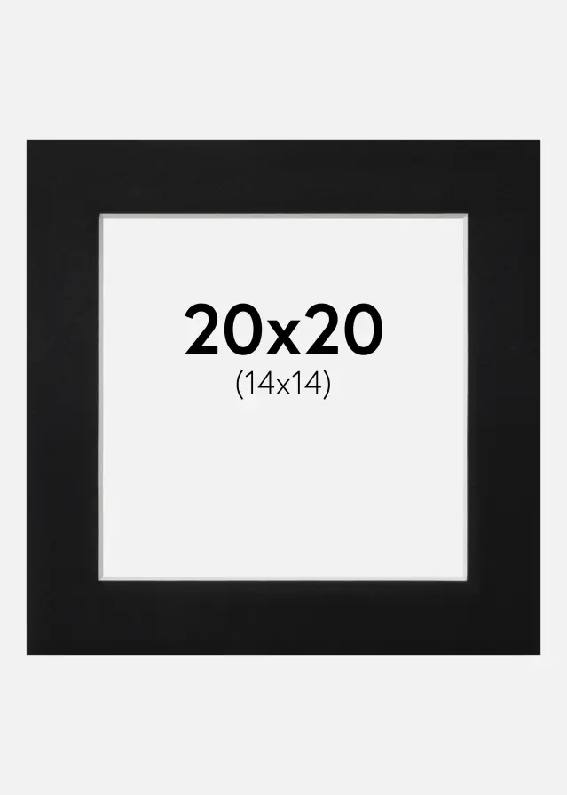 Passepartout Sort Standard (Hvid kerne) 20x20 cm (14x14)