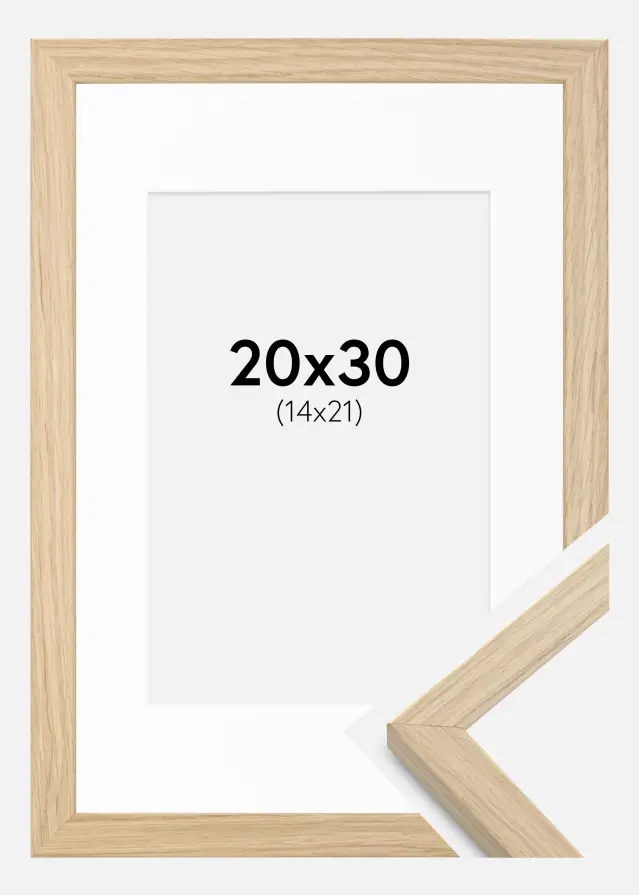 Ramme Grimsåker Eg 20x30 cm - Passepartout Hvid 15x22 cm