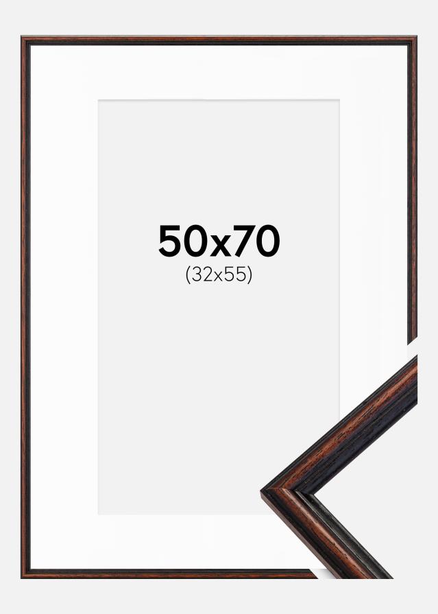 Ramme Horndal Valnød 50x70 cm - Passepartout Hvid 33x56 cm