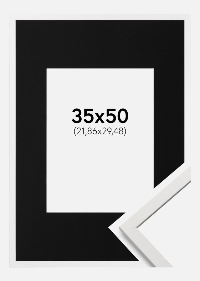 Ramme Edsbyn Hvid 35x50 cm - Passepartout Sort 9x12 inches (22,86x30,48 cm)