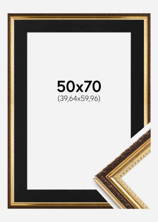 Ramme Abisko Guld 50x70 cm - Passepartout Sort 16x24 inches (40,64x60,96 cm)