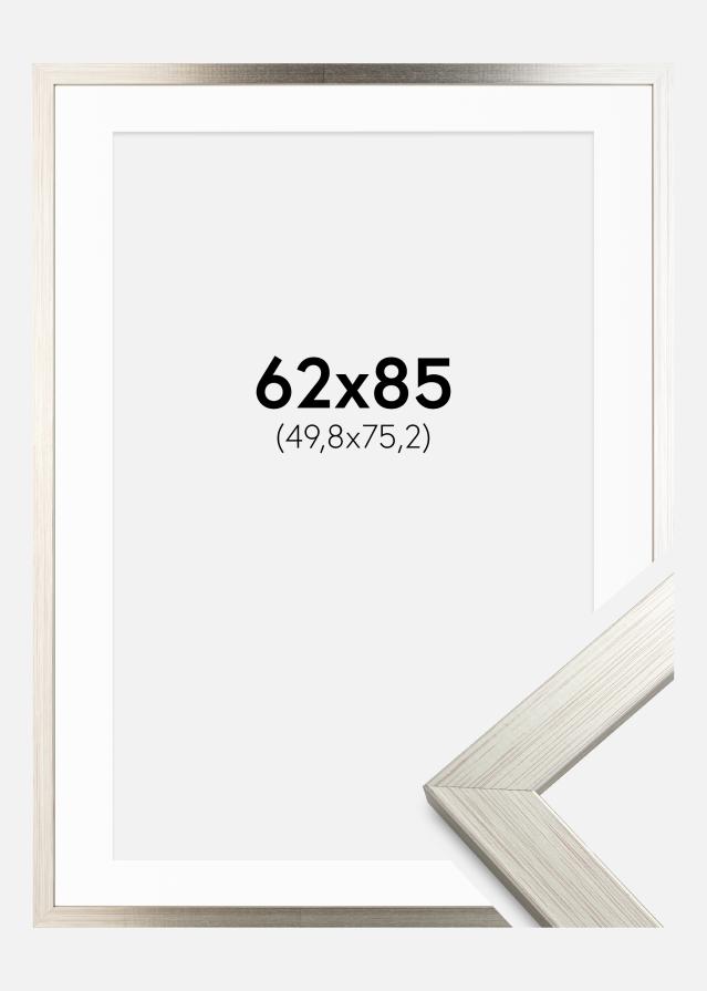 Ramme Silver Wood 62x85 cm - Passepartout Hvid 20x30 inches