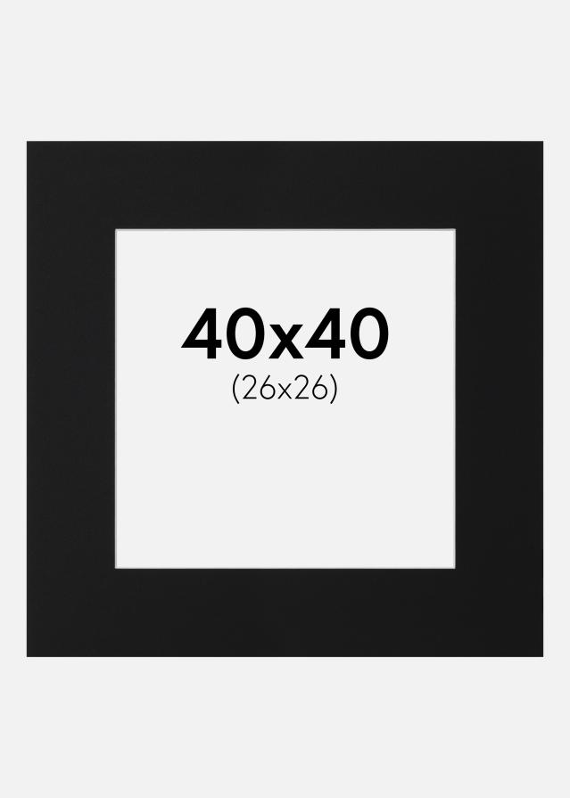 Passepartout Sort Standard (Hvid kerne) 40x40 cm (26x26)