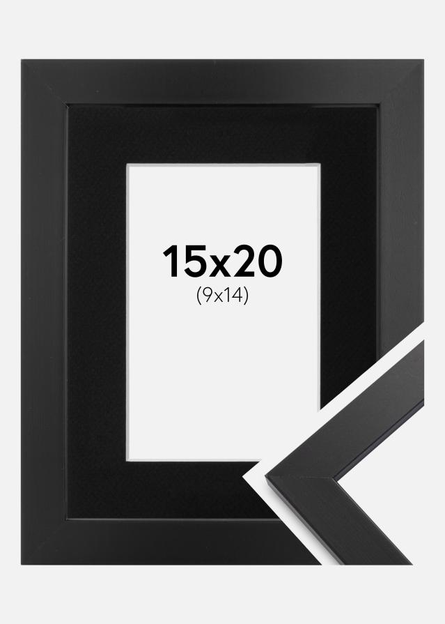 Ramme Black Wood 15x20 cm - Passepartout Sort 10x15 cm