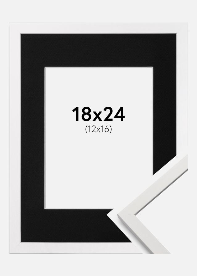 Ramme Edsbyn Hvid 18x24 cm - Passepartout Sort 13x17 cm