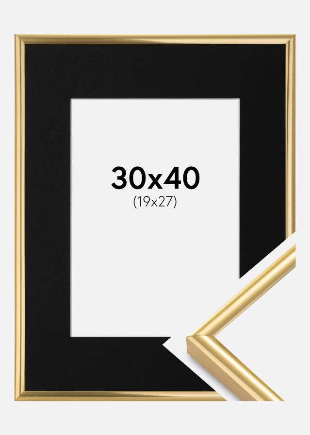 Ramme Victoria Guld 30x40 cm - Passepartout Sort 20x28 cm
