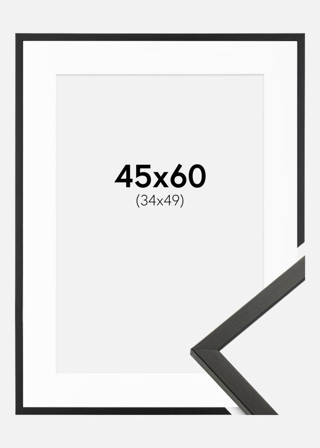 Ramme Galant Sort 45x60 cm - Passepartout Hvid 35x50 cm