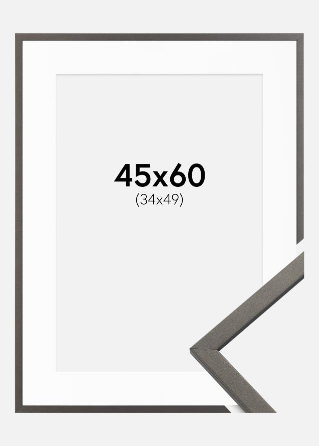 Ramme Edsbyn Grafit 45x60 cm - Passepartout Hvid 35x50 cm