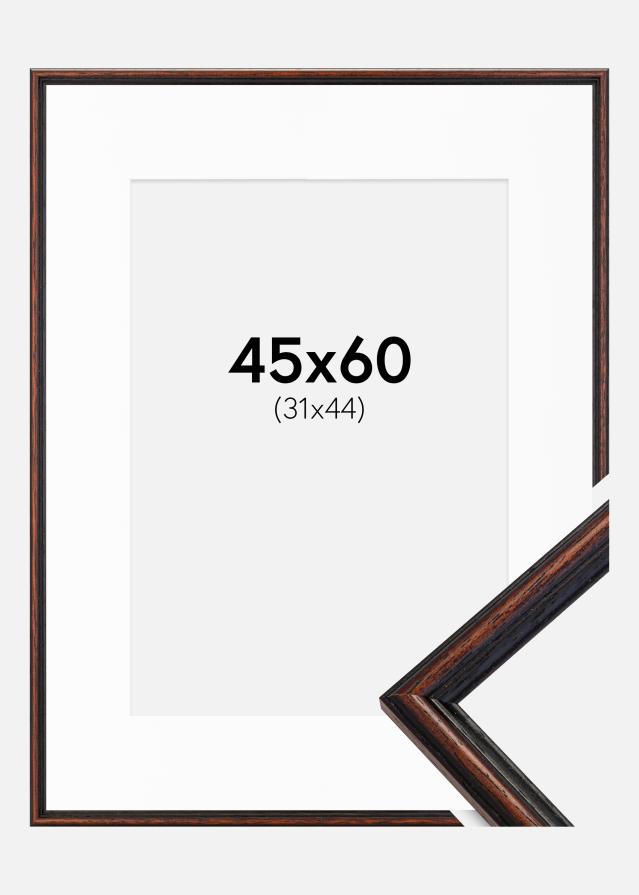 Ramme Horndal Valnød 45x60 cm - Passepartout Hvid 32x45 cm