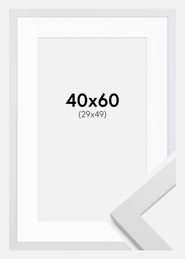 Ramme White Wood 40x60 cm - Passepartout Hvid 30x50 cm