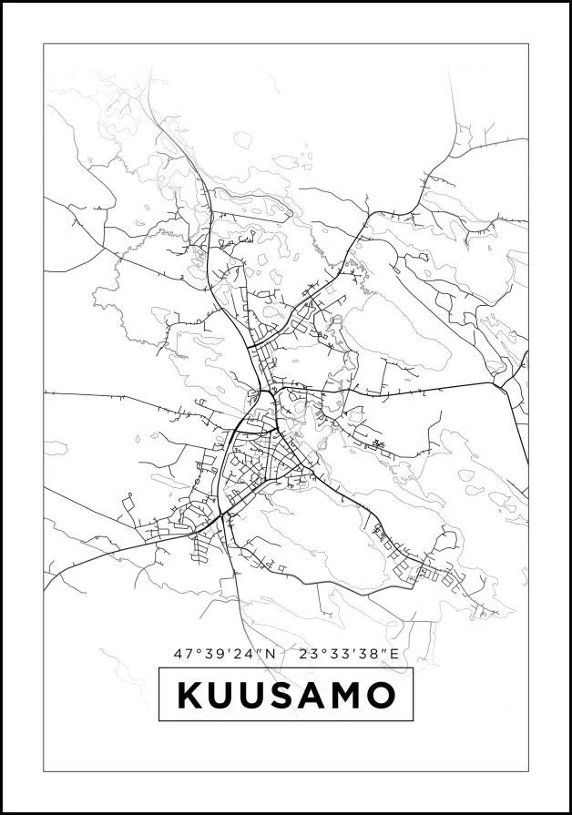 Kort - Kuusamo - Hvid Plakat