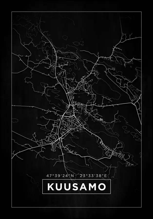 Kort - Kuusamo - Sort Plakat