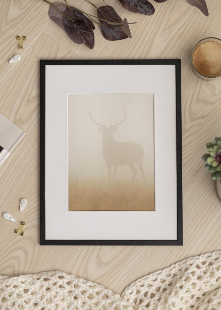 Ramme Galant Sort 40x50 cm - Passepartout Hvid 28x35 cm