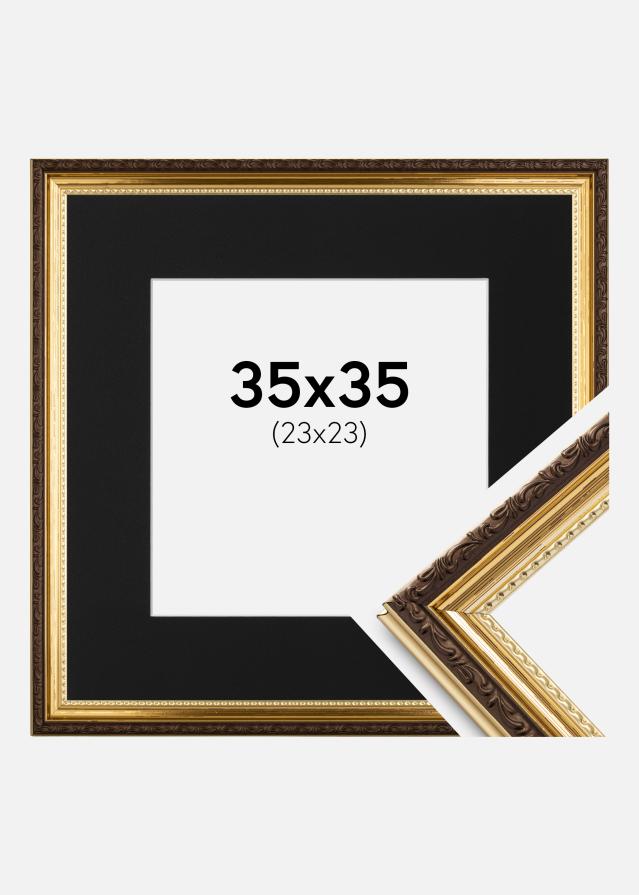 Ramme Abisko Guld 35x35 cm - Passepartout Sort 24x24 cm