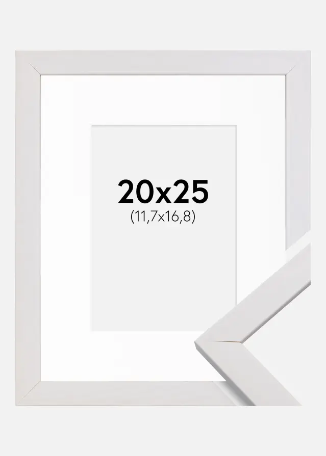 Ramme Stilren Hvid 20x25 cm - Passepartout Hvid 5x7 inches