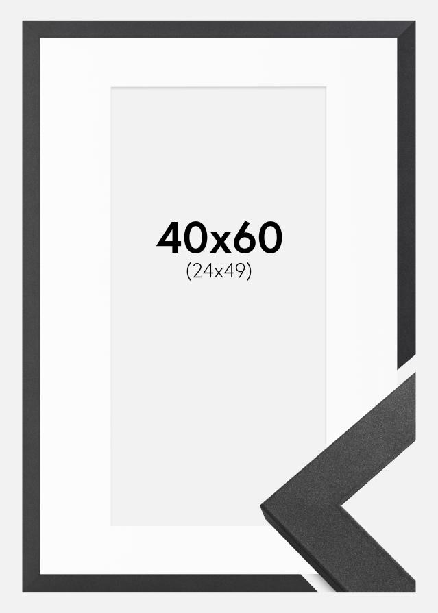Ramme Graphite Wood 40x60 cm - Passepartout Hvid 25x50 cm