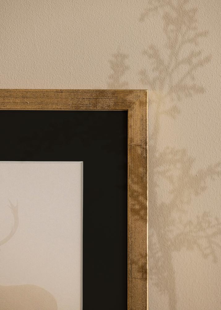 Ramme Stilren Guld 70x100 cm - Passepartout Sort 59,4x84 cm (A1)