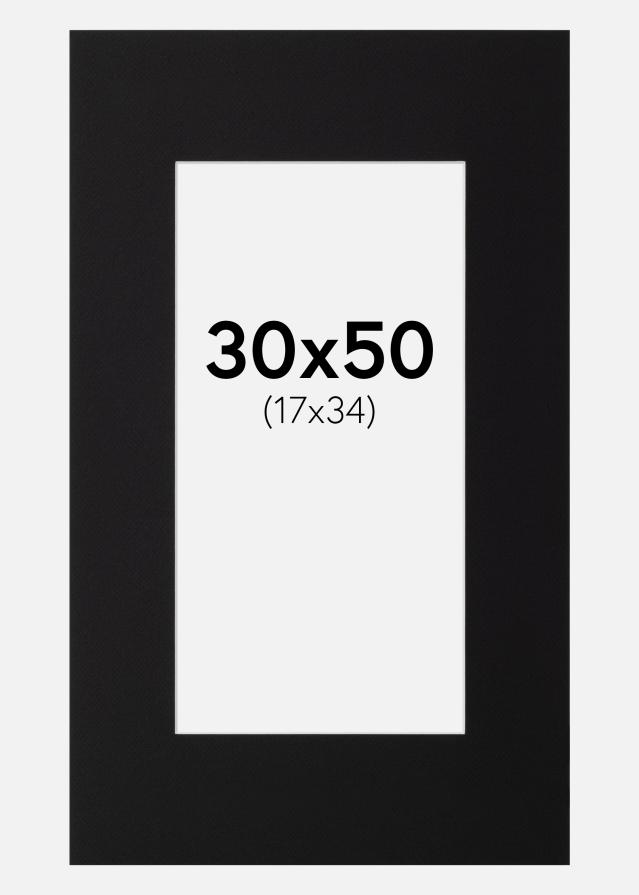 Passepartout Sort Standard (Hvid Kerne) 30x50 cm (17x34)