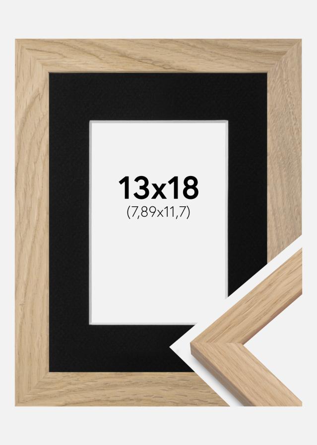 Ramme Oak Wood 13x18 cm - Passepartout Sort 3,5x5 inches