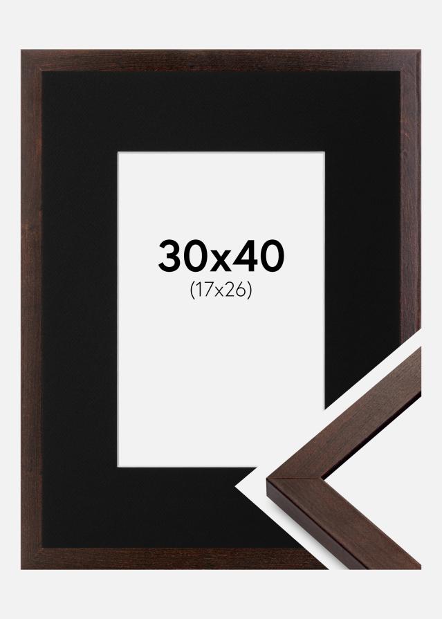 Ramme Selection Valnød 30x40 cm - Passepartout Sort 18x27 cm