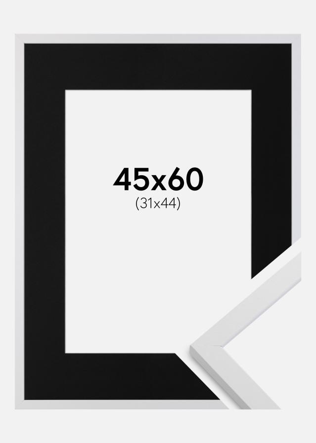 Ramme Trendy Hvid 45x60 cm - Passepartout Sort 32x45 cm