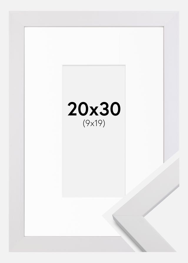 Ramme White Wood 20x30 cm - Passepartout Hvid 10x20 cm