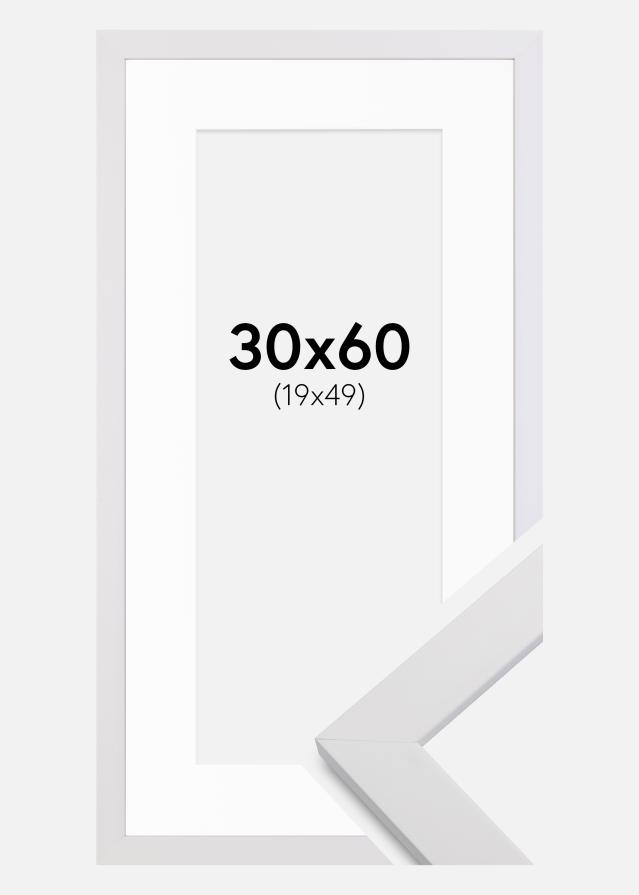 Ramme White Wood 30x60 cm - Passepartout Hvid 20x50 cm