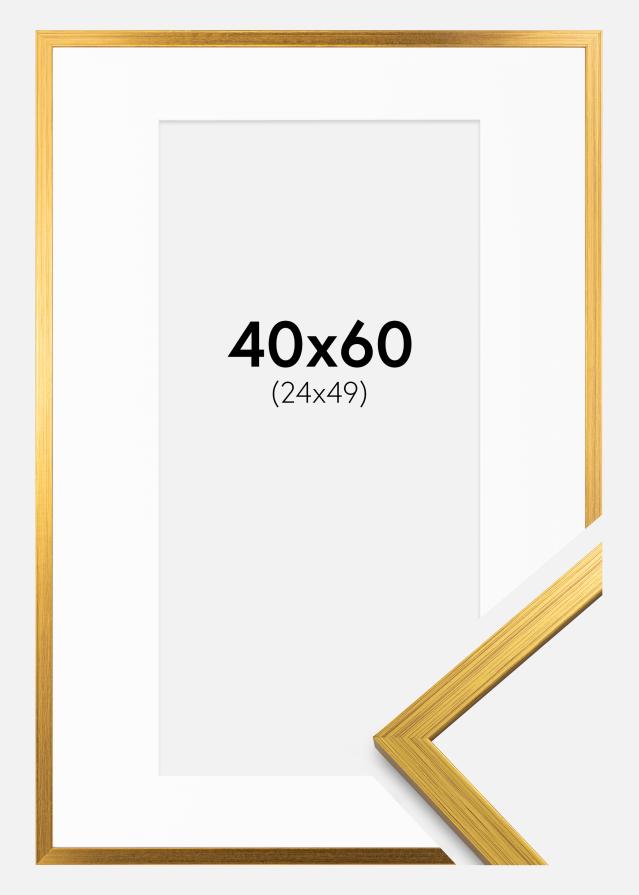Ramme Edsbyn Guld 40x60 cm - Passepartout Hvid 25x50 cm