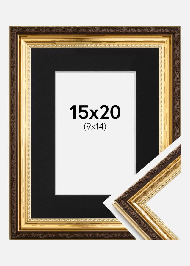 Ramme Abisko Guld 15x20 cm - Passepartout Sort 10x15 cm