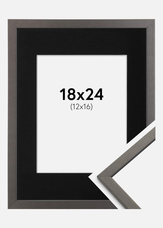Ramme Edsbyn Grafit 18x24 cm - Passepartout Sort 13x17 cm