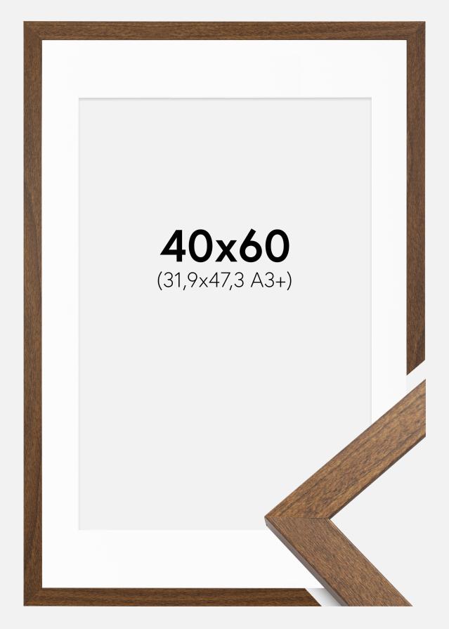 Ramme Stilren Warm Brown 40x60 cm - Passepartout Hvid 32,9x48,3 cm (A3+)