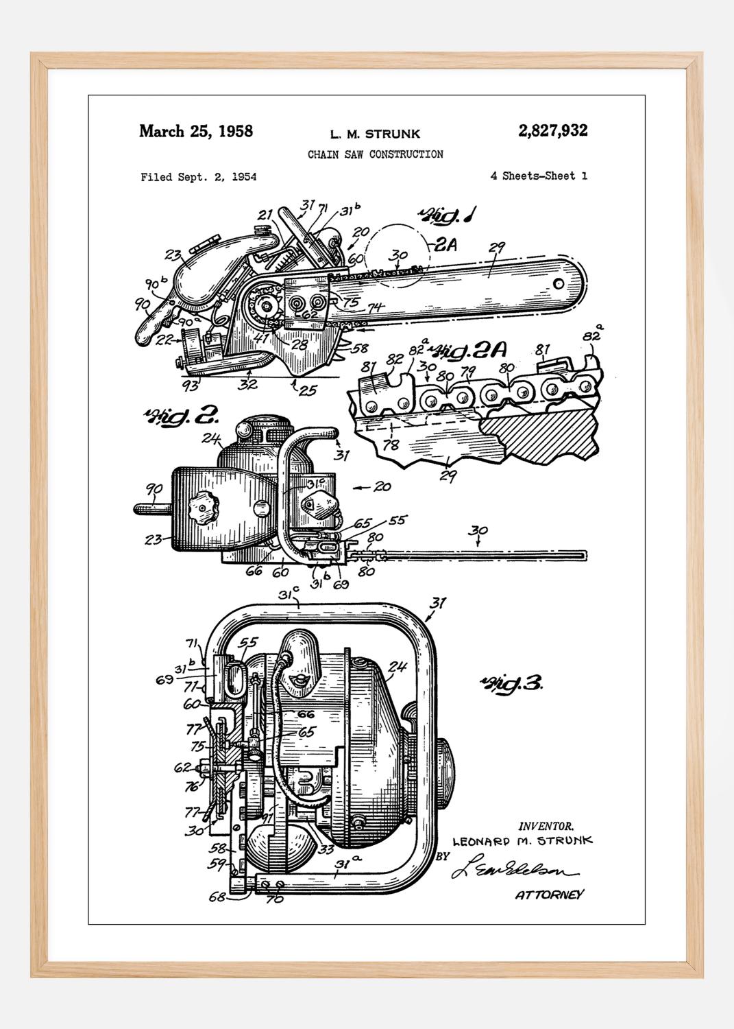 Product Image for Patent Print - Chain Saw - White Plakat (70x100 cm)