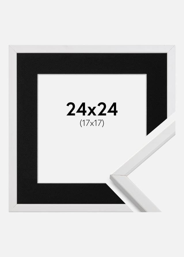 Ramme Galant Hvid 24x24 cm - Passepartout Sort 18x18 cm