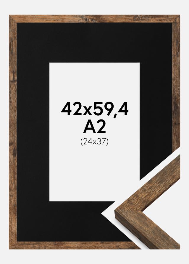 Ramme Fiorito Washed Oak 42x59,4 cm (A2) - Passepartout Sort 25x38 cm