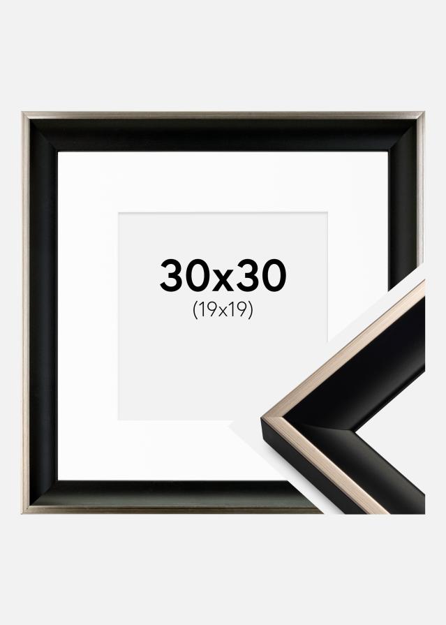 Ramme Öjaren Sort-Sølv 30x30 cm - Passepartout Hvid 20x20 cm