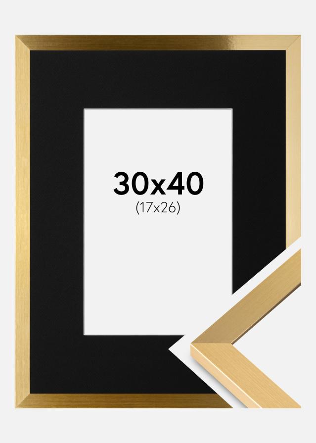 Ramme Selection Guld 30x40 cm - Passepartout Sort 18x27 cm