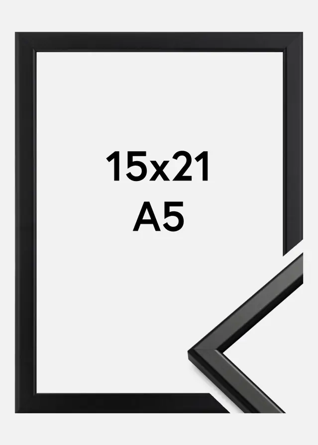 Ramme Slim Mat antirefleksglas Sort 15x21 cm (A5)